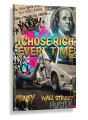 Obraz WILK Z WALL STREET I Chose Rich Every Time Leonardo DiCaprio Lamborghini – Nowoczesny Luksusowy Pop Art Money do Biura – Edycja Premium
