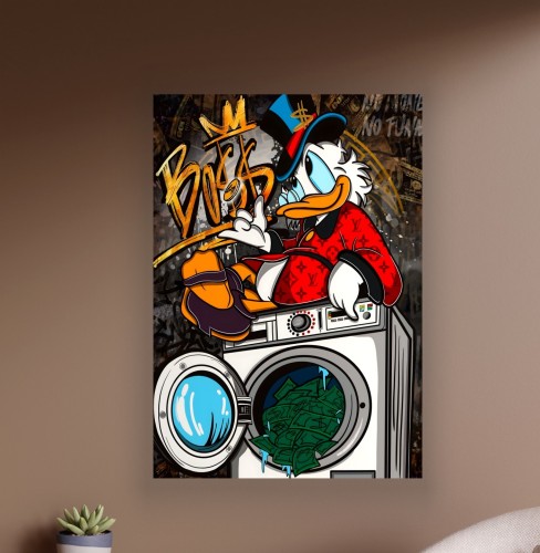 Obraz SKNERUS MCKWACZ Boss Laundry Pralka Pieniędzy – Nowoczesny Luksusowy Pop Art Street Art Money do Biura