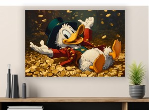 Obraz Sknerus McKwacz Kąpiel w Złocie – Nowoczesny Obraz Pop Art do Biura