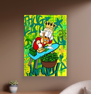 Obraz Sknerus McKwacz Prasowanie Pieniędzy – Nowoczesny Obraz Pop Art do Biura