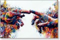 Obraz STWORZENIE ADAMA Graffiti Nowoczesny OBRAZ Pop Art Ręce Michała Anioła