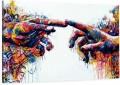 Obraz STWORZENIE ADAMA Graffiti Nowoczesny OBRAZ Pop Art Ręce Michała Anioła