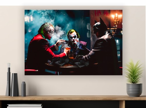 Obraz BATMAN JOKER Poker Gra o Gotham OBRAZ Motywacyjny Mroczny Rycerz
