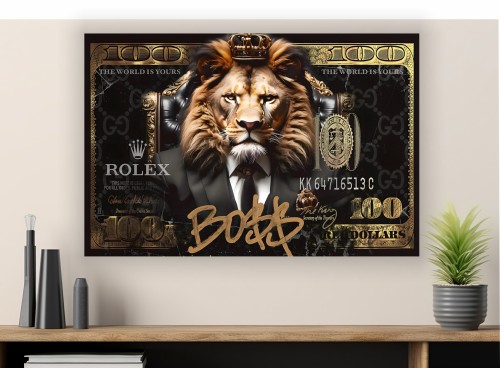 Obraz LEW ROLEX Boss 100 Dolarów OBRAZ Motywacyjny Król Pieniądze Loft