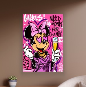 Obraz MYSZKA MINNIE Chanel Louis Vuitton OBRAZ Pop Art Różowy Graffiti