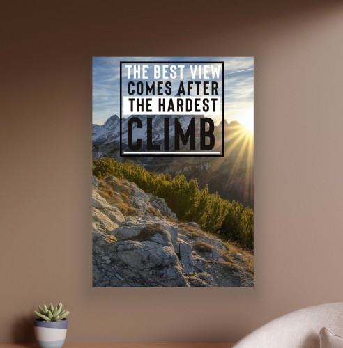 Obraz THE BEST VIEW Comes After The Hardest Climb OBRAZ Motywacyjny Góry Loft
