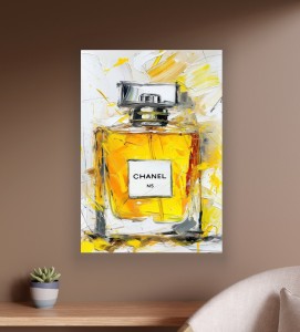 Obraz CHANEL N5 Perfumy Żółty OBRAZ Nowoczesny Abstrakcja Glamour Loft