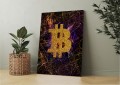 Obraz BITCOIN Złoty Brokat OBRAZ Motywacyjny Kryptowaluty Blockchain