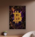 Obraz BITCOIN Złoty Brokat OBRAZ Motywacyjny Kryptowaluty Blockchain