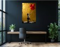 Obraz DZIEWCZYNKA Z BALONAMI Banksy Złoty OBRAZ Nowoczesny Loft Graffiti