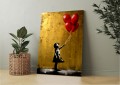 Obraz DZIEWCZYNKA Z BALONAMI Banksy Złoty OBRAZ Nowoczesny Loft Graffiti