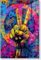 Obraz PACYFKA PEACE Znak Pokoju OBRAZ Pop Art Neon Graffiti Kolorowy