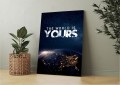 Obraz THE WORLD IS YOURS Motywacyjny OBRAZ Kosmos Ziemia Człowiek z Blizną Loft