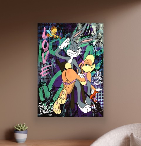 Obraz BUGS BUNNY Lola Love OBRAZ Pop Art Kaczor Daffy Pieniądze Loft