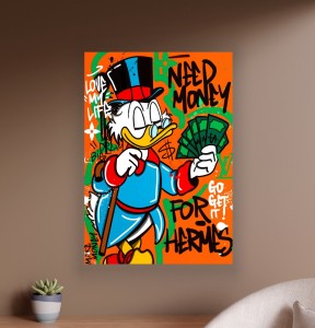 Obraz SKNERUS MCKWACZ Need Money For Hermes OBRAZ Pop Art Pomarańczowy Louis Vuitton