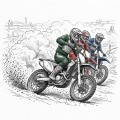 Dynamiczna fototapeta komiksowa – wyścig motocross, motocykle enduro i sportowe emocje dla dzieci i młodzieży MOTO-X 