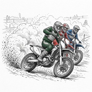 Dynamiczna fototapeta komiksowa – wyścig motocross, motocykle enduro i sportowe emocje dla dzieci i młodzieży MOTO-X 