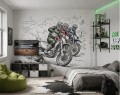 Dynamiczna fototapeta komiksowa – wyścig motocross, motocykle enduro i sportowe emocje dla dzieci i młodzieży MOTO-X 