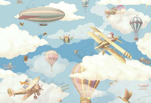 Fototapeta dla dzieci samoloty balony fsd154