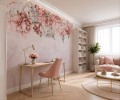 Fototapeta z pwoniami – pastelowe kwiaty, akwarelowa girlanda i subtelne tło w stylu Shabby Chic i Glamour PEONIA