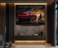 Obraz PORSCHE IT ALL STARTS WITH A DREAM Motywacyjny Samochód Chłopiec Spełnianie Marzeń