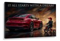 Obraz PORSCHE IT ALL STARTS WITH A DREAM Motywacyjny Samochód Chłopiec Spełnianie Marzeń
