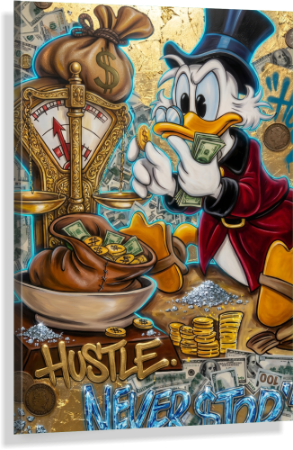 Obraz Luksusowy SKNERUS MCKWACZ Money Art – Złoto i Diamenty – Motywacja HUSTLE