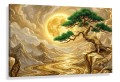 Obraz DRZEWKO BONSAI Złote Góry Księżyc Pełnia Krajobraz Japoński Zen