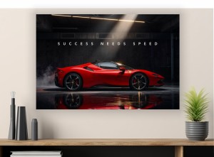 Obraz FERRARI SUCCESS NEEDS SPEED Motywacyjny Samochód Superauto Wyścigi Garaż