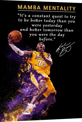 Obraz KOBE BRYANT MAMBA MENTALITY Koszykówka Los Angeles Lakers Cytat Sportowy