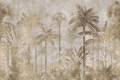Fototapeta beżowa dżungla – palmy, bananowce i przetarte tło betonowe w stylu Vintage i Jungle