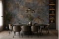 Fototapeta liście palmy – złote akcenty, ciemnoszary beton i struktura loft w stylu modern jungle