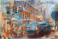 Fototapeta samochód Mustang – ulica Nowego Jorku, napisy graffiti i komiksowy kolaż w stylu pop-art