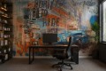 Fototapeta samochód Mustang – ulica Nowego Jorku, napisy graffiti i komiksowy kolaż w stylu pop-art