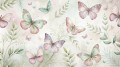 Fototapeta pastelowe motyle dla dziewczynki wzór botaniczny w stylu boho  do pokoju dziecka