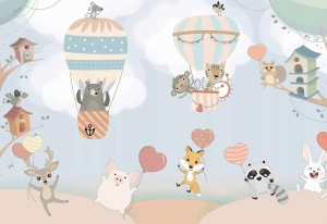 Fototapeta dla dzieci zwierzątka balony fsd161