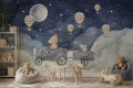 Fototapeta dziecięca Balony na tle nocnego nieba z księżycem
