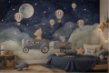 Fototapeta dziecięca Balony na tle nocnego nieba z księżycem