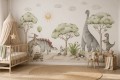 Fototapeta dla dzieci Dinozaury akwarelowe wesoła kraina boho