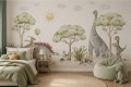 Fototapeta dla dzieci Dinozaury akwarelowe wesoła kraina boho