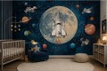Fototapeta dla dzieci Kosmos rakieta planety księżyc premium na wymiar
