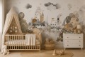 Fototapeta dziecięca Akwarelowa kraina z zamkiem statkiem i balonem