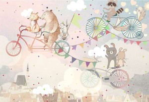 Fototapeta dla dzieci zwierzątka rower fsd158