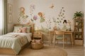 Fototapeta dla dzieci Leśne wróżki i kwiaty pastelowa łąka boho
