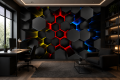 Fototapeta 3D heksagony gamingowe czarny plaster miodu młodzieżowy desing