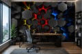Fototapeta 3D heksagony gamingowe czarny plaster miodu młodzieżowy desing