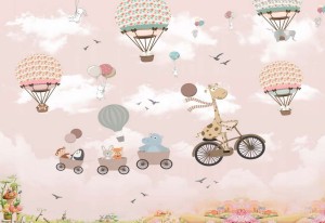 Fototapeta dla dzieci zwierzęta balony fsd140