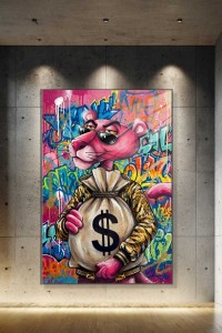 Obraz PINK PANTHER VERSACE STYLE Cash – Nowoczesny Pop Art Pantera do Salonu i Biura