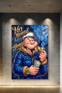 Obraz POPEYE NO MONEY NO HONEY Rolex Style – Pop Art do Salonu i Biura