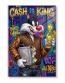 Obraz SYLVESTER TWEETY Cash Is King – Nowoczesny Pop Art Louis Vuitton do Salonu i Biura